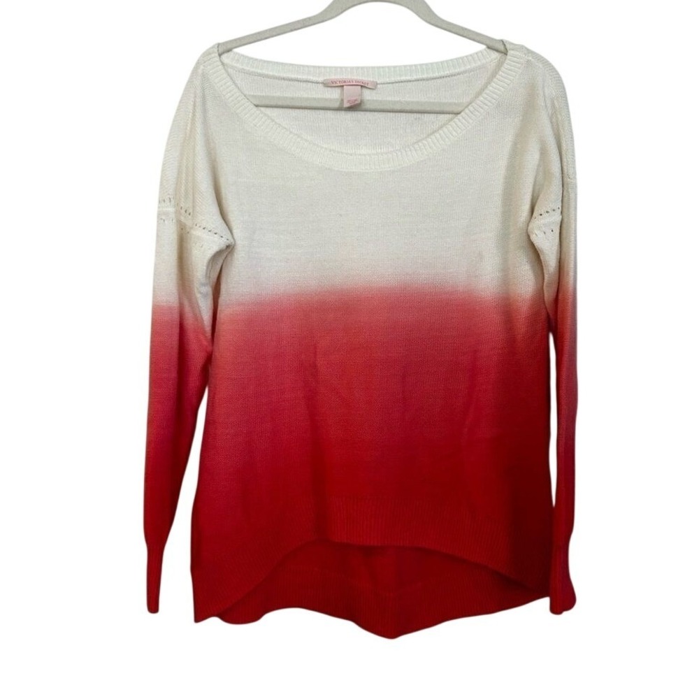 PINK Victoria's Secret Ombre Sweater Womens M Pink White Off Shoulder Knit
